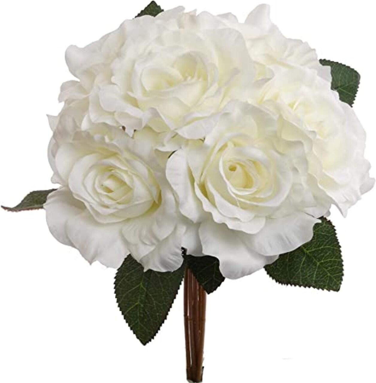 12-Pack 12-Inch Cream Rose Bouquet - 6 Silk Flowers with Lifelike Foliage, Elegant Floral Décor for Events & Home - Perfect for All Seasons, Floral Home by Artificial Flowers